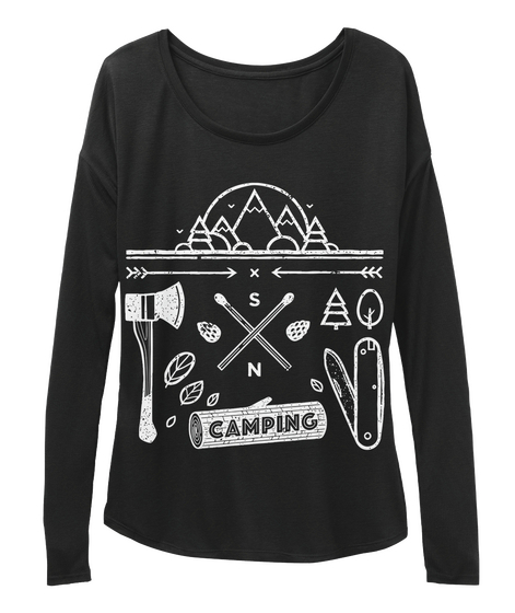 S N Camping Black T-Shirt Front