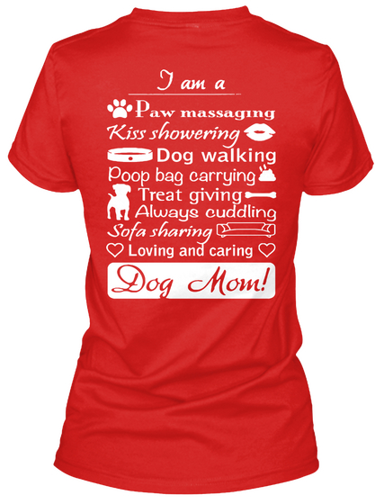 I M A Paw Massaging Kiss Showering Dog Walking Red T-Shirt Back