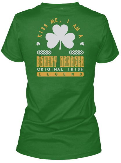 Bakery Manager Original Irish Job Tees Irish Green T-Shirt Back
