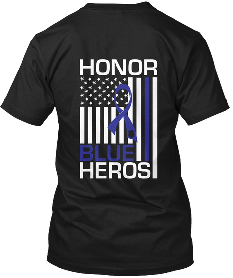 Honor Blue Heros Black T-Shirt Back
