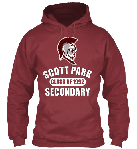 Scott Park Class Of 1992 Secondary Maroon Kaos Front