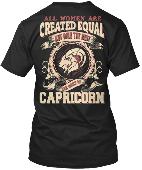 Women Created Equal Are Born Capricorn Black áo T-Shirt Back