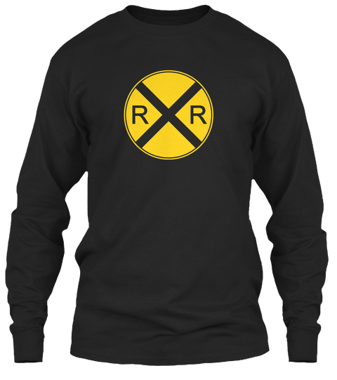  Rail Road Crossing Sign Black áo T-Shirt Front