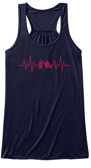 My Heart Beats For Books Midnight T-Shirt Front