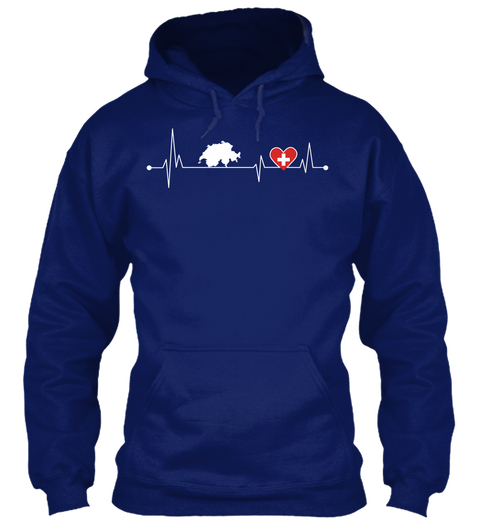 Switzerland Hearbeat Oxford Navy T-Shirt Front