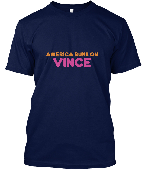 Vince   America Runs On Navy T-Shirt Front