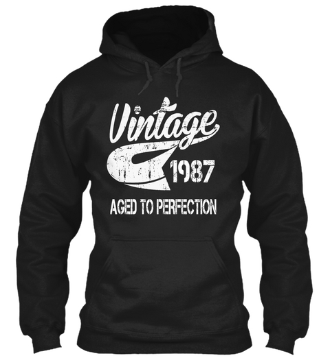 1987 Age To Perfection Black T-Shirt Front