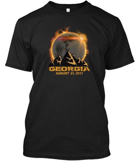 Georgia Total Solar Eclipse T Shirt  Black Camiseta Front