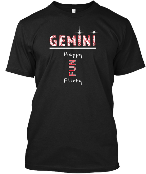 Gemini Happy Fun Flirty Black Maglietta Front