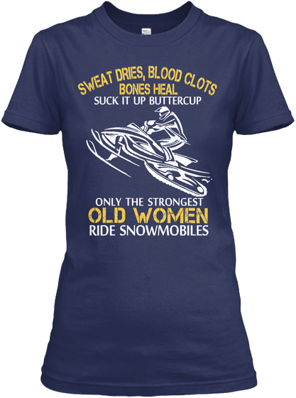 Strong Snow Old Woman Navy T-Shirt Front