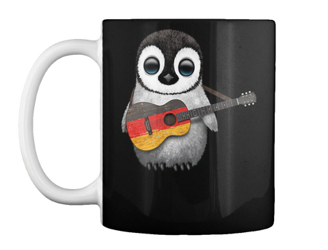 Mug   Baby Penguin Playing German Flag Guitar Black T-Shirt Front