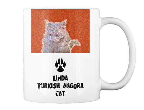 Linda Turkish Angora Cat White T-Shirt Back