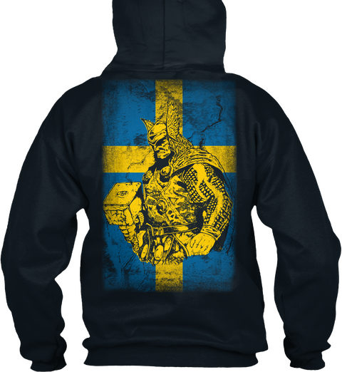 Sweden   God Of Thunder French Navy Camiseta Back