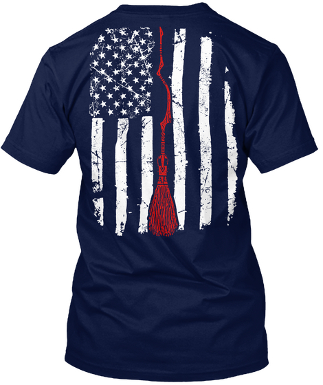 Broomstick Flag  Navy T-Shirt Back