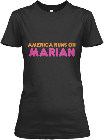 Marian   America Runs On Black Maglietta Front