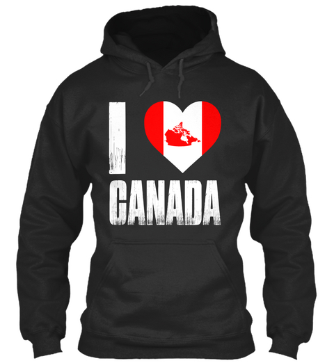 I Love Canada Jet Black T-Shirt Front