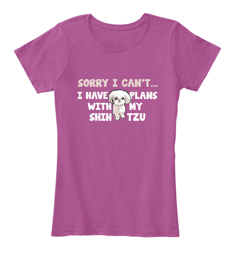 Plans With My Shih Tzu Heathered Pink Raspberry T-Shirt Front