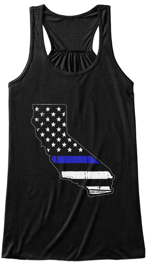 California Thin Blue Line Women Tanktops Black Maglietta Front