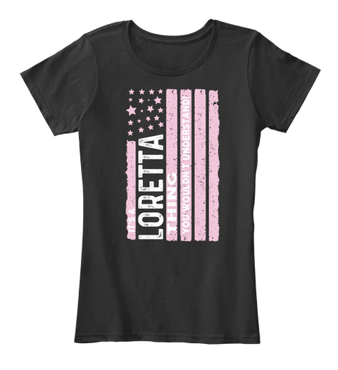 Loretta Thing, Loretta Flag Black áo T-Shirt Front