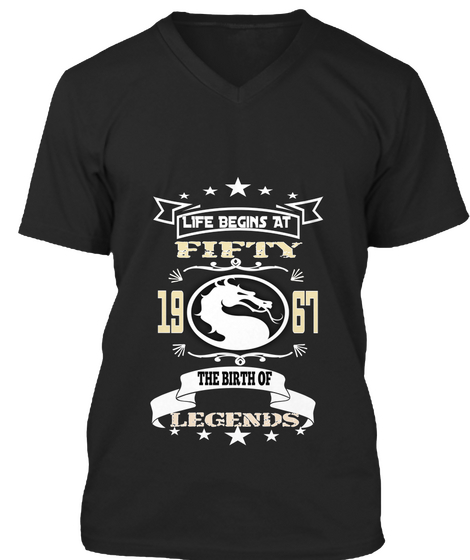 Life Begins At Fifty 1967 The Birth Of Legends Black Camiseta Front