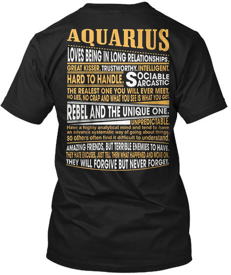 I Am An Aquarius Funny T Shirt Black Camiseta Back