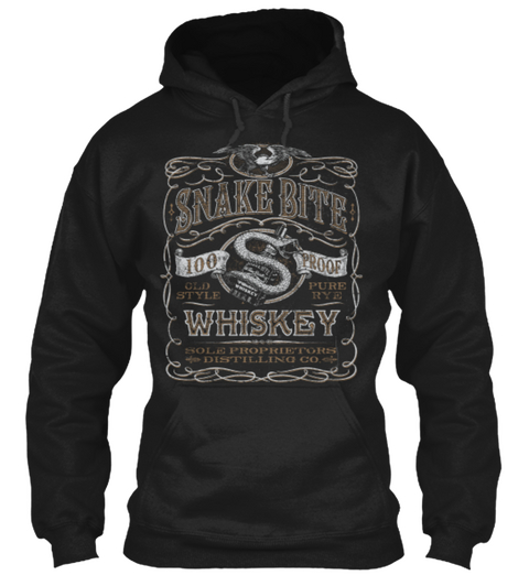 Snake Bite   Whiskey Black T-Shirt Front