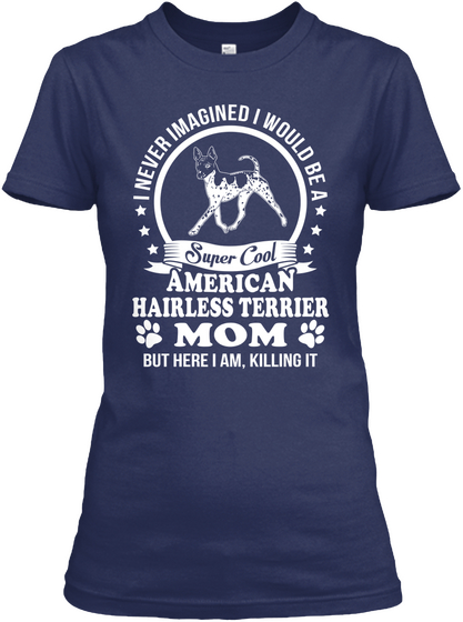 American Hairless Terrier Gift Shirt Navy T-Shirt Front