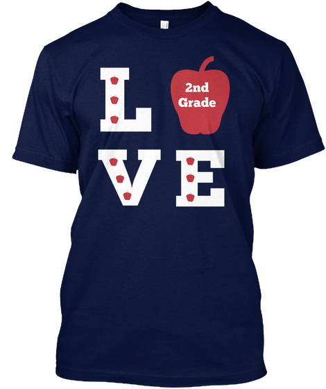 Love 2 Nd Grade Navy T-Shirt Front
