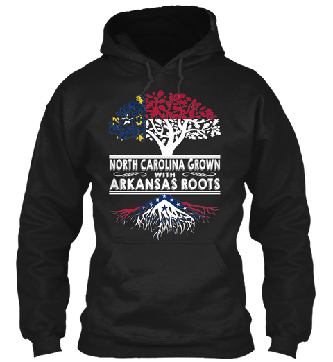 Arkansas North Carolina   Grown Roots Black T-Shirt Front