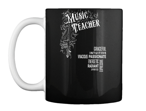 Music Teacher Character Mug Black T-Shirt Front