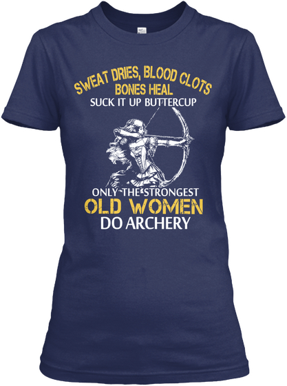 Strong Archer Old Woman Shirt Navy T-Shirt Front