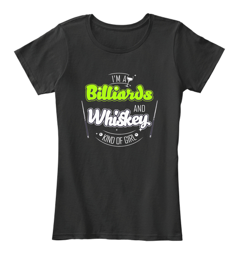 Billiards And Whiskey Black T-Shirt Front