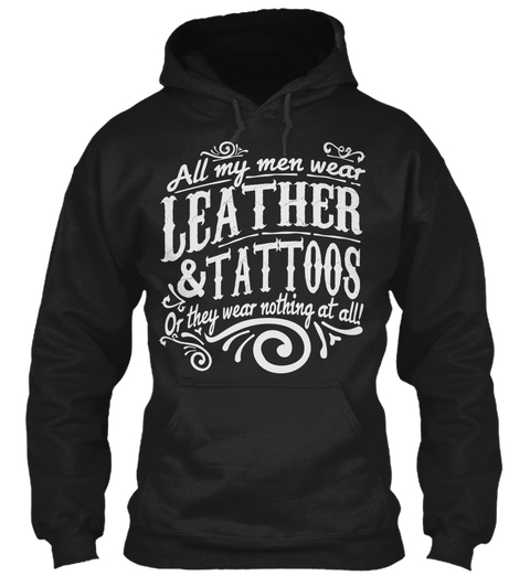 Leather &Amp; Tattoos Black Camiseta Front