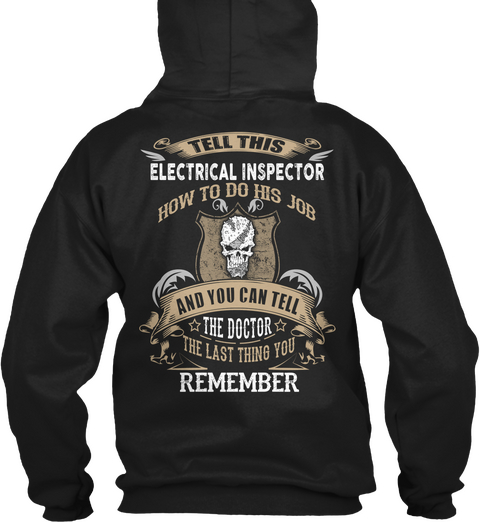 Electrical Inspector Black áo T-Shirt Back