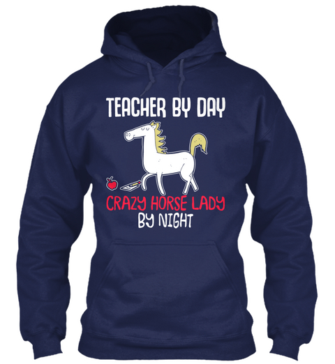 Teacher By Day Crazy Horse Lady By Night Navy Camiseta Front