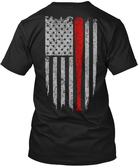 American Baseball Flag Shirt Black T-Shirt Back