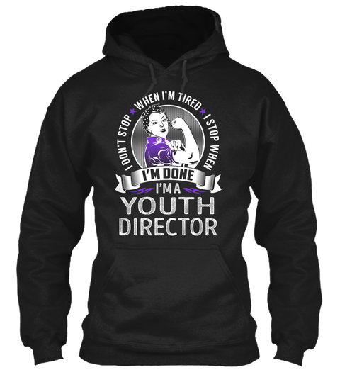 Youth Director   Never Stop Black Camiseta Front