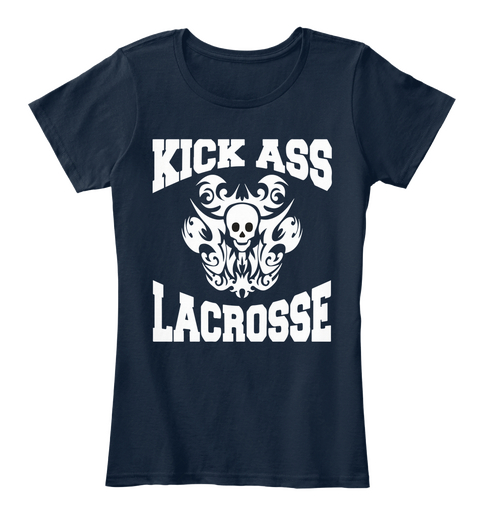 Lacrosse Kick Ass T Shirt New Navy Camiseta Front