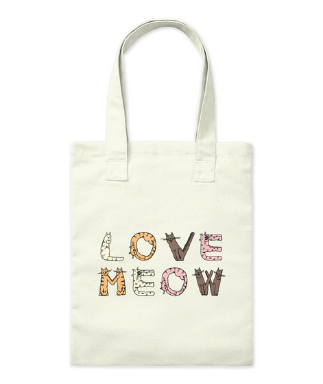 Love Meow Tote Bag Natural Maglietta Front