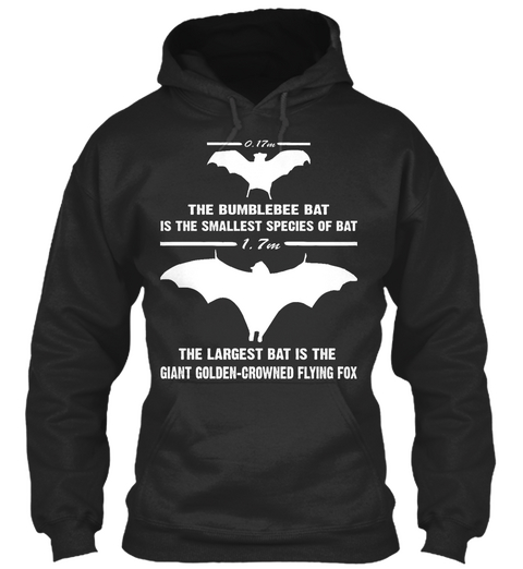 The Bumblebee Bat Is The Smallest Species Of Bat The Largest Bat Is The Giant Golden Coloured Flying Fox Jet Black áo T-Shirt Front