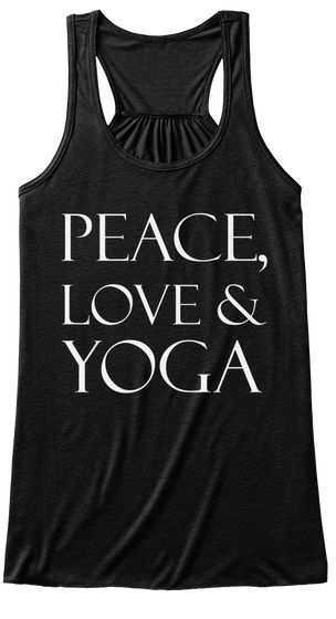 Peace Love & Yoga Black T-Shirt Front