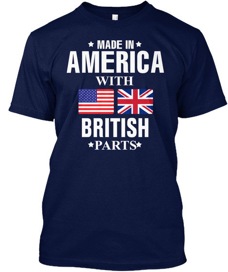 American With British Parts Navy T-Shirt Front