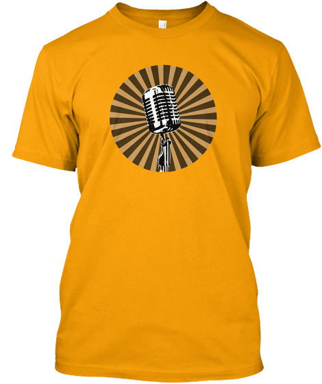 Glowing Microphone Star Shining Shirts Gold T-Shirt Front