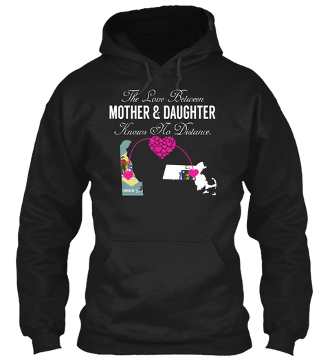 Mother Daughter   Delaware Massachusetts Black T-Shirt Front