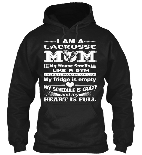 Lacrosse Mom Beat Quote  Heart Tshirt Black T-Shirt Front