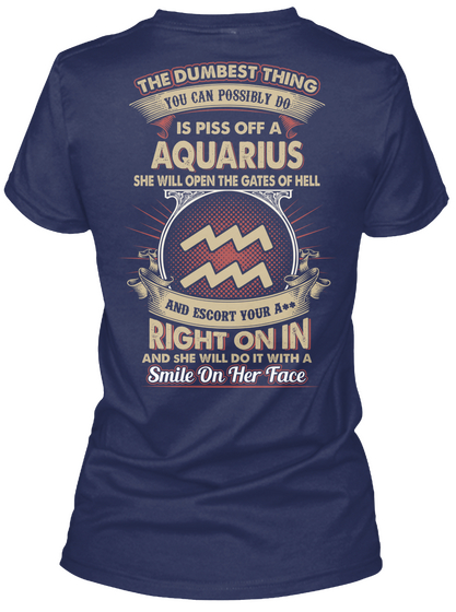 Aquarius Women Shirt Navy Camiseta Back