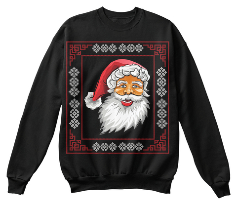 Santa Sweater Ugly Xmas Sweatshirt Jet Black Camiseta Front