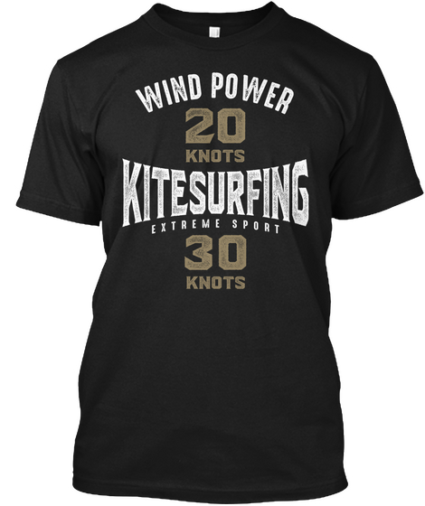 Wind Power Kitesurfing Shirt Black áo T-Shirt Front