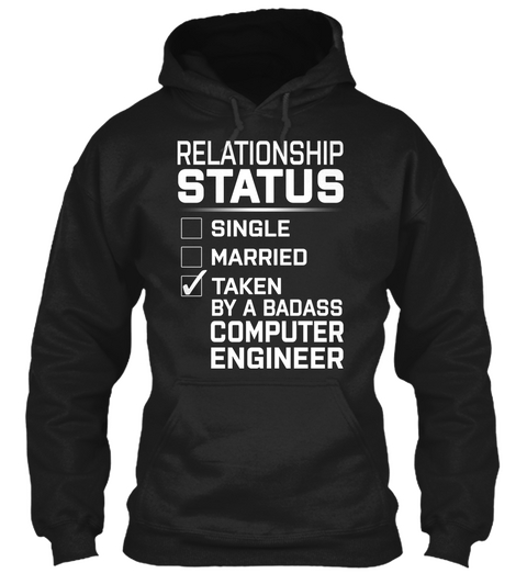 Computer Engineer   Relationship Status Black T-Shirt Front