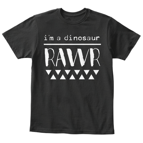 Dinosaur Rawr   Kids Tee Black T-Shirt Front